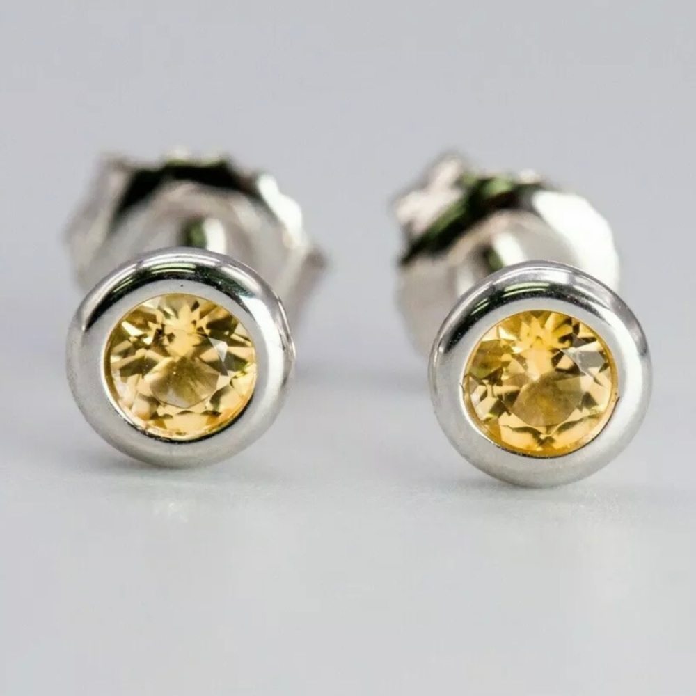 Tiffany & Co Silver Elsa Peretti Yellow Citrine By Yard Earrings w/ Pouch